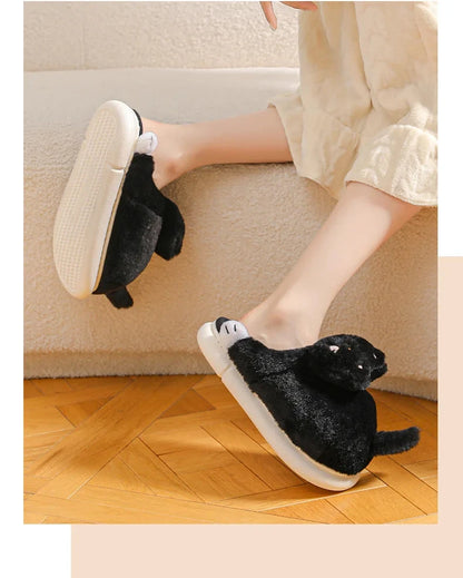 Gacimy Winter Plush Slippers For Women Cute Milk Cow Fluffy Cotton Shoes Girls Fashion Cartoon Indoor Warm Comfortable Slippers