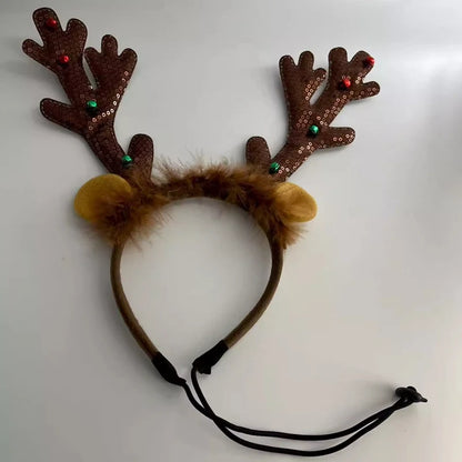 Christmas Pet Headband Reindeer Antlers for Dogs Cats Adjustable Festival Party Headband Small Medium Large Pets Accessories