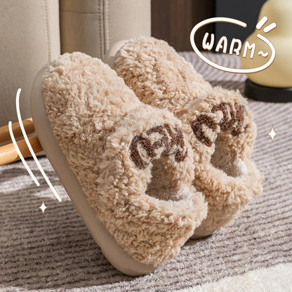 Cotton slippers for women, autumn and winter indoor home, soft bottom for warmth, plush cotton slippers for women, winter