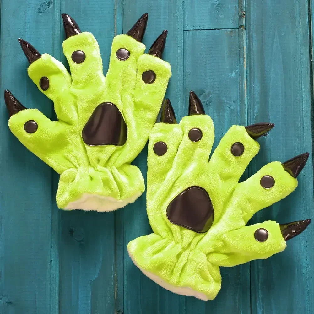 Winter Soft Warm Monster Dinosaur Paw Funny Slippers for Men Women Kids Parent-child Home House Slipper Shoes Room Cotton Shoes