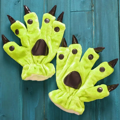 Winter Soft Warm Monster Dinosaur Paw Funny Slippers for Men Women Kids Parent-child Home House Slipper Shoes Room Cotton Shoes