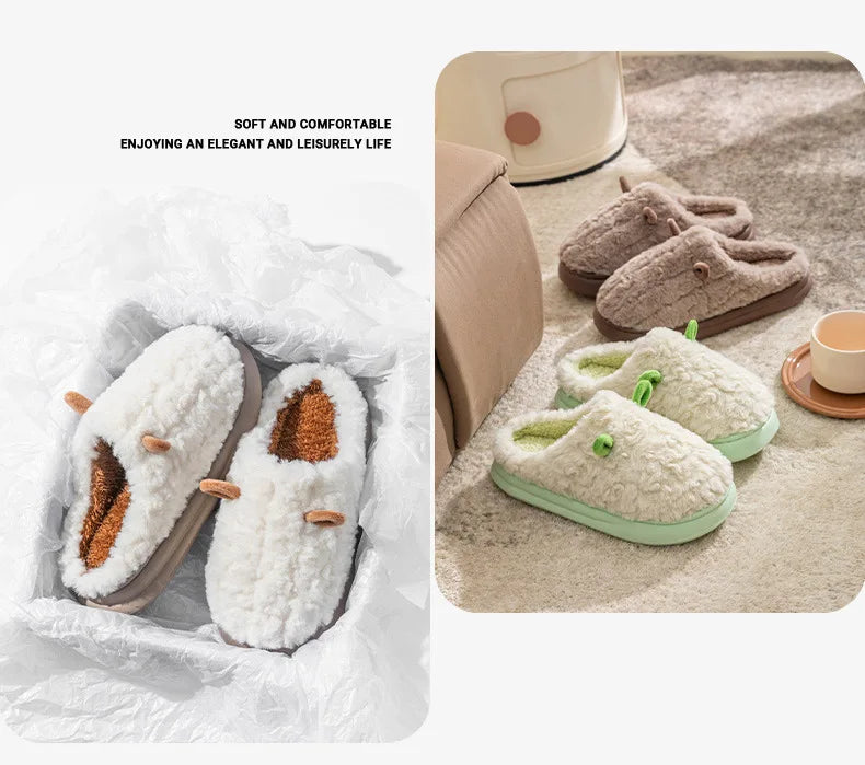 Women's Winter Slippers - Plush Fleece-Lined House Shoes, Warm Indoor/Outdoor Cotton Slippers with Non-Slip Sole