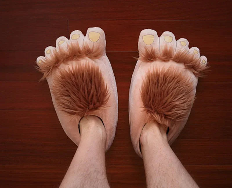 Creative Hobbit Plush Cotton Slippers Men's Large Size Home Use Gift Thick Bottom Warm Shoes Soft Home Slippers for Men