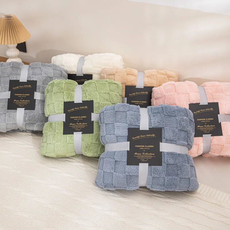 Plaid waffle jacquard 4 saisons — Texture naturelle & chaleur modulable