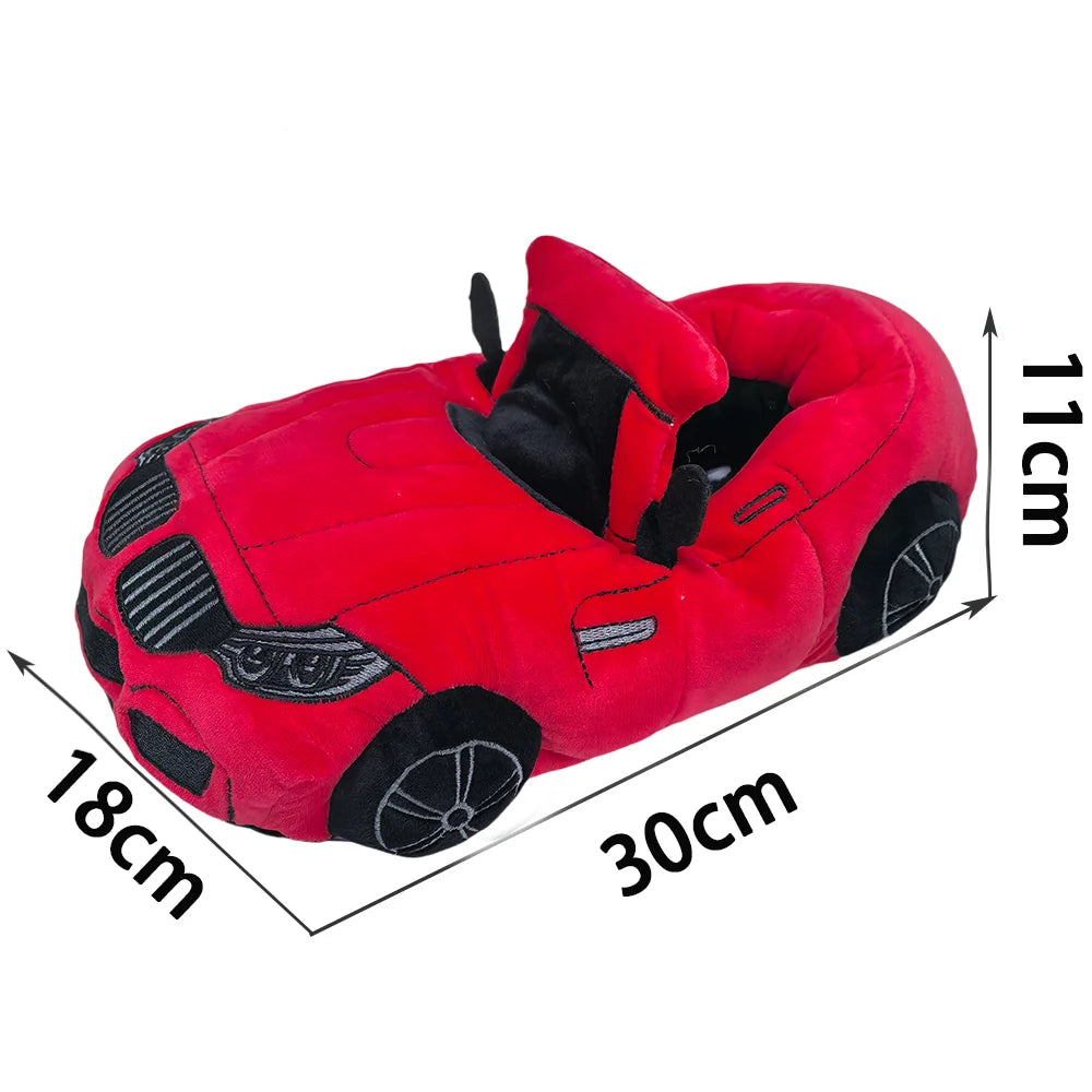 10 COLORS Vehicle Shape Plush Slippers Women Men Cartoon Car Warm Soft House Shoes Birthday Party Indoor Slipper