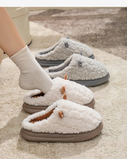 Women's Winter Slippers - Plush Fleece-Lined House Shoes, Warm Indoor/Outdoor Cotton Slippers with Non-Slip Sole