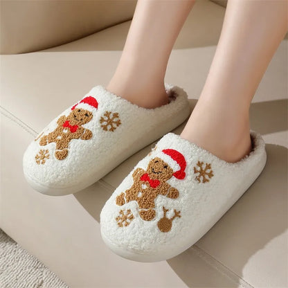 Christmas Slippers Women's Men Home Bedroom Shoes Winter Men's Female Indoor Plush Soft Fluffy Living Room Floor Flip Flops
