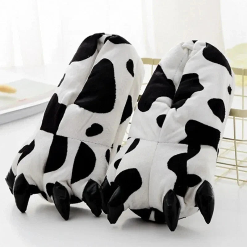 Winter Soft Warm Monster Dinosaur Paw Funny Slippers for Men Women Kids Parent-child Home House Slipper Shoes Room Cotton Shoes