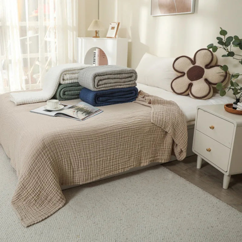 Grand plaid gaze coton 6 couches — Douceur toutes saisons & respirabilité naturelle