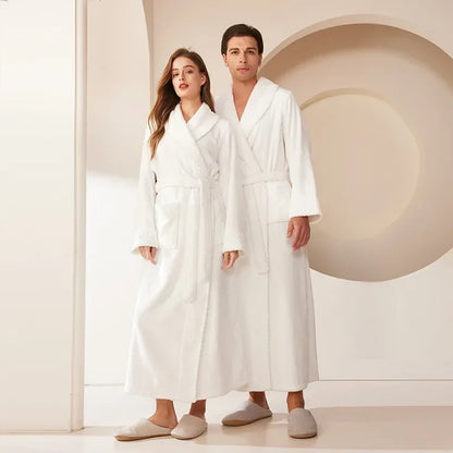 Couple's Oversize Plush Robe Coral Fleece Sleepwear Autumn Winter Home Comfortable Bathrobe for Men And Women