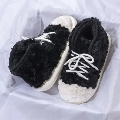 Fashionable New Winter Women's Cotton Slippers Fluffy Fleece Lined Indoor Outdoor Wearable Warm Booties Comfortable Home Shoes