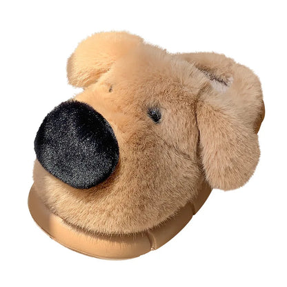 Children's Plush Slippers Anti-Slip Warm Home Indoor Wear Dog Cartoon Soft Soles Comfortable Cotton Slippers for Boys And Girls