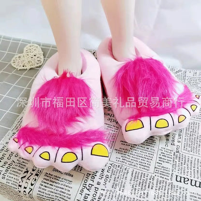 Creative Hobbit Plush Cotton Slippers Men's Large Size Home Use Gift Thick Bottom Warm Shoes Soft Home Slippers for Men