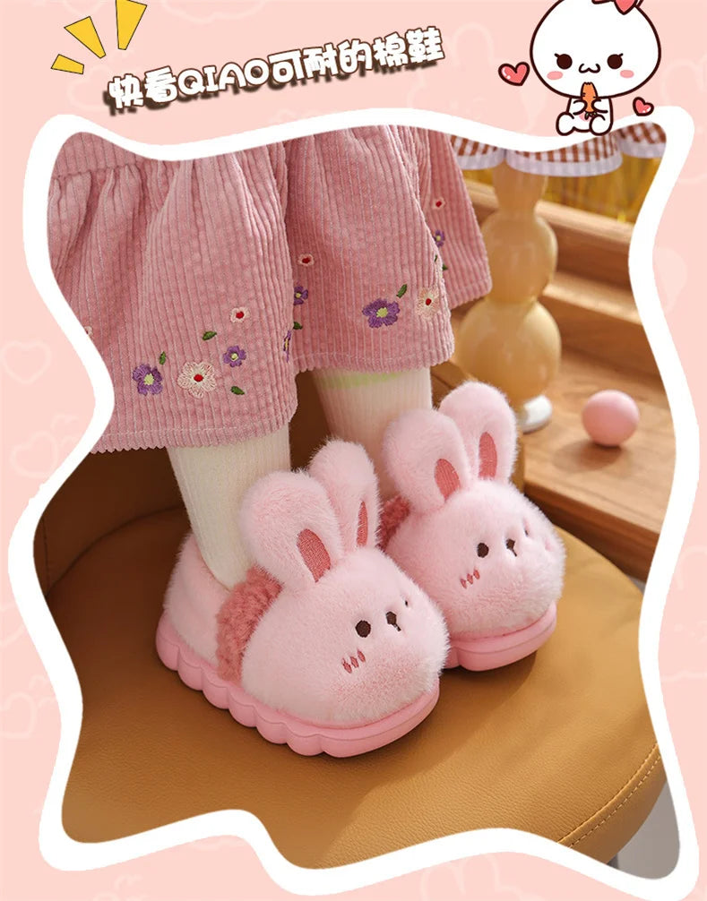 New Children's Cartoon Animals Wrap Plush Slippers Soft Sole Non-slip Winter Warm Baby Boys Girls Indoor Home Cotton Shoes