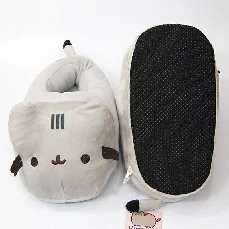 Pusheen Fat Cat Cartoon Plush Slippers All-Inclusive Cat Cotton Shoes Home Warm And Lovely Drag Meow To Touch Surroundings Gifts