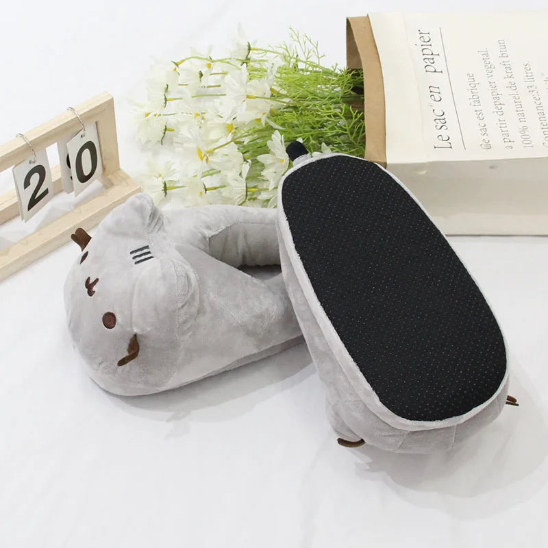 Pusheen Fat Cat Cartoon Plush Slippers All-Inclusive Cat Cotton Shoes Home Warm And Lovely Drag Meow To Touch Surroundings Gifts