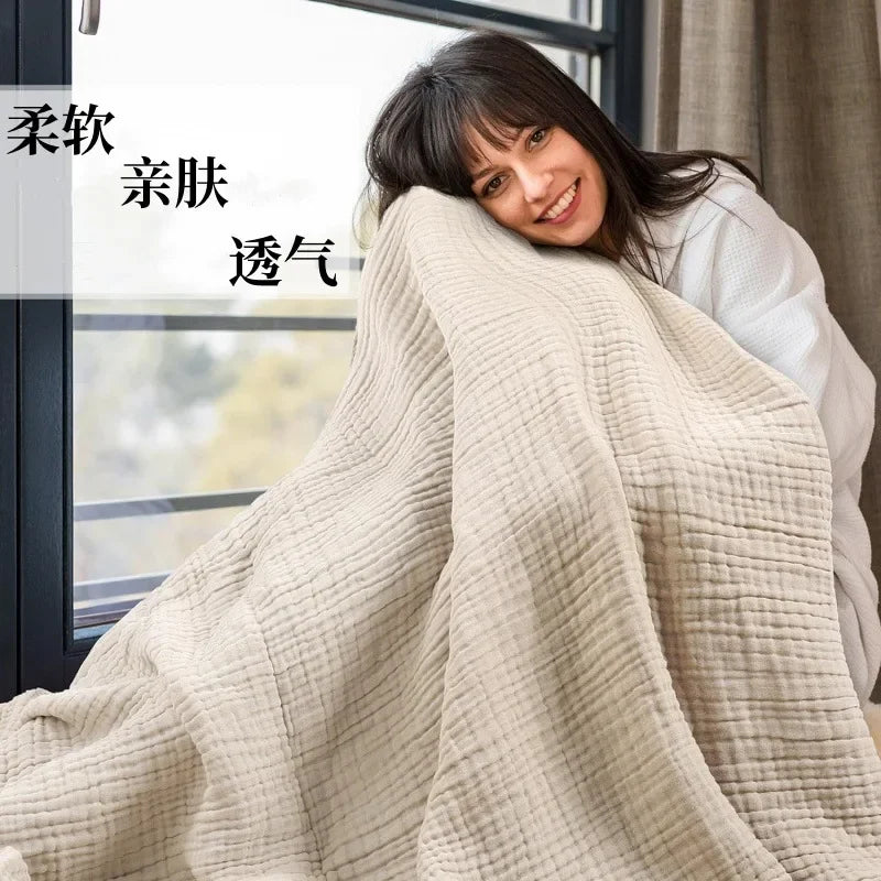 Grand plaid gaze coton 6 couches — Douceur toutes saisons & respirabilité naturelle