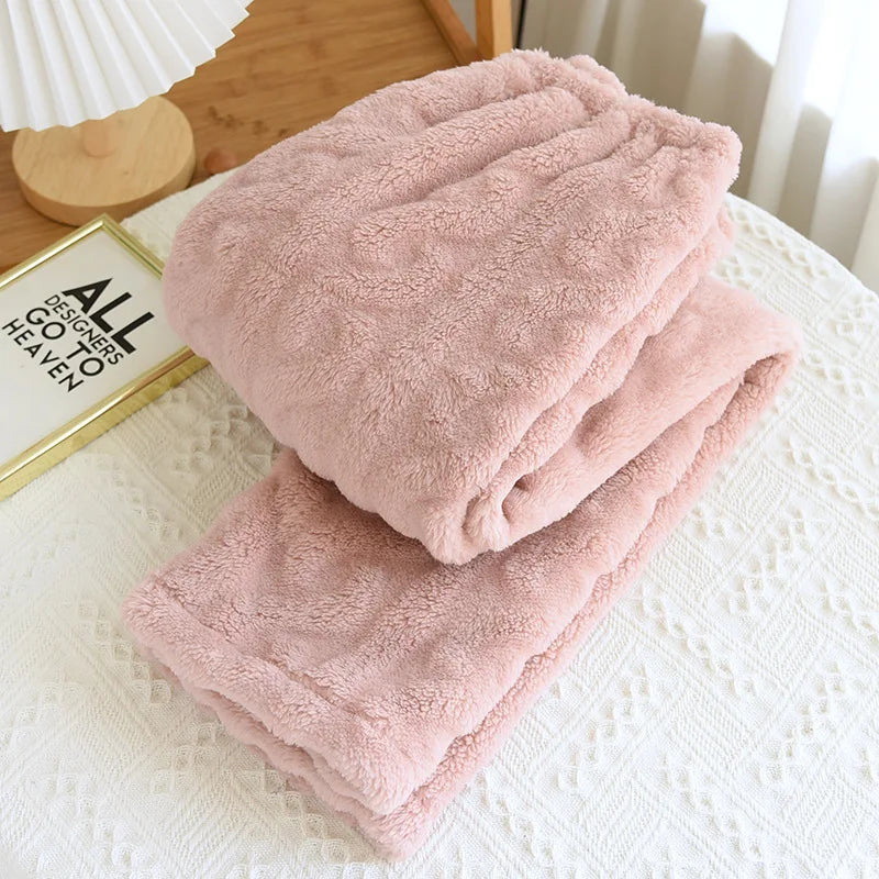 Thickened Flannel V-Neck Couple Sleepwear Long Sleeve Home Clothes Set for Autumn Winter Warm Polyester Fiber Open Cardigan