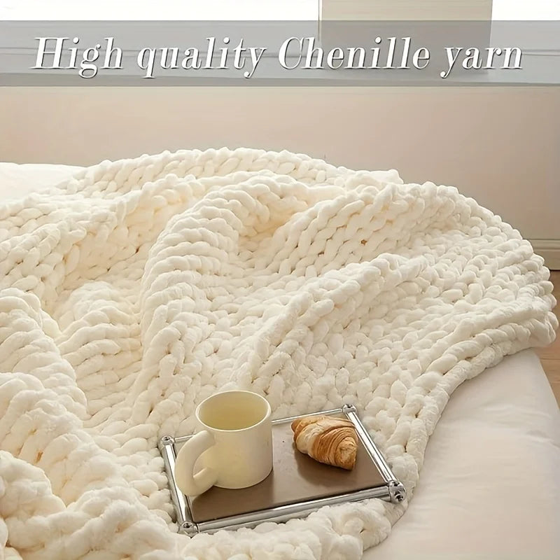 Plaid chenille chunky knit — Chaleur profonde & sensation de cocooning absolu