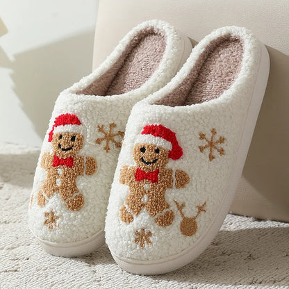 Christmas Slippers Women's Men Home Bedroom Shoes Winter Men's Female Indoor Plush Soft Fluffy Living Room Floor Flip Flops