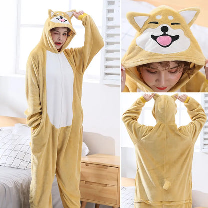 Kigurumi Unisex Frog Bear Cosplay Animal Onesie Women Halloween Costume Christmas One Piece Pajamas Set Winter Flannel Sleepwear