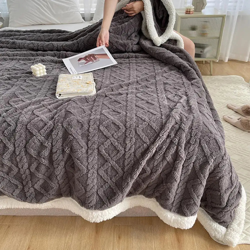 Couverture jacquard double face hiver — Chaleur profonde & design élégant