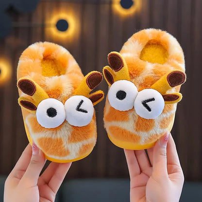 2024 New Style Children's Cotton Slippers Indoor Home Use Fall/Winter Anti-Slip Cute Little Cow Slippers Outer Wear PVC Material