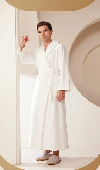 Couple's Oversize Plush Robe Coral Fleece Sleepwear Autumn Winter Home Comfortable Bathrobe for Men And Women