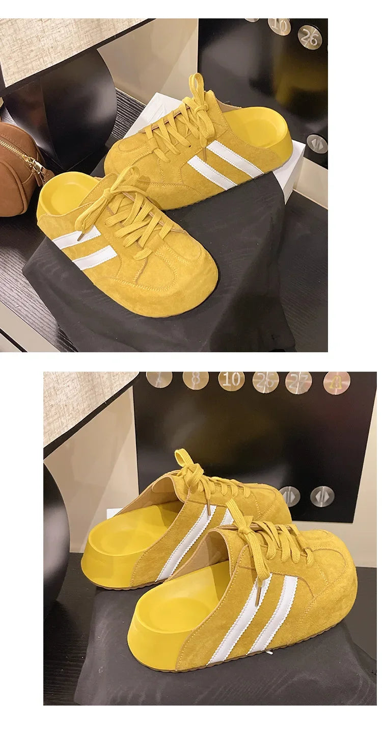 Birkent Women's Summer Outdoor Casual Slip-On Half Slippers Retro Heightening Knot Lazy Trainer Rubber Bottom Shoes