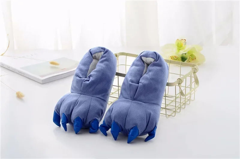 Winter Soft Warm Monster Dinosaur Paw Funny Slippers for Men Women Kids Parent-child Home House Slipper Shoes Room Cotton Shoes