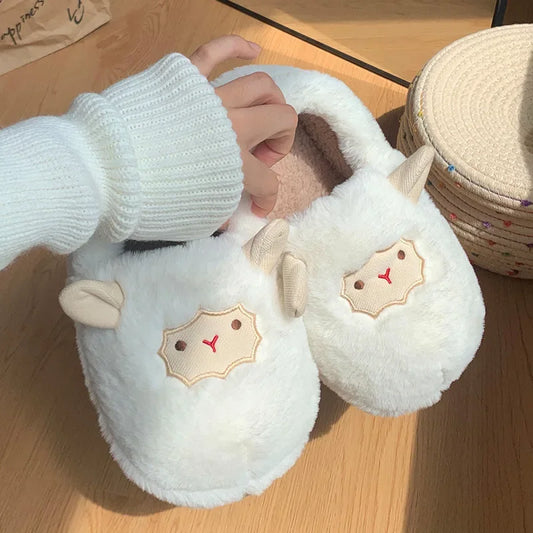 Women's Cotton Slippers Winter Home Indoor Plush Warm Anti-slip Thick Bottom Outdoor Cute Full Cover Heel Cotton Shoes