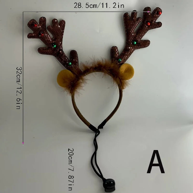 Christmas Pet Headband Reindeer Antlers for Dogs Cats Adjustable Festival Party Headband Small Medium Large Pets Accessories