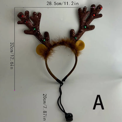 Christmas Pet Headband Reindeer Antlers for Dogs Cats Adjustable Festival Party Headband Small Medium Large Pets Accessories