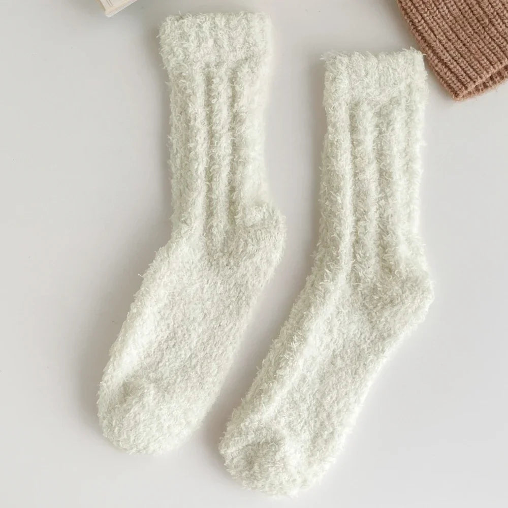 5 Pairs Coral Fleece Winter Socks Men Thick Warm Long Crew Socks Thermal  Cozy Fluffy Sleeping Socks Boys