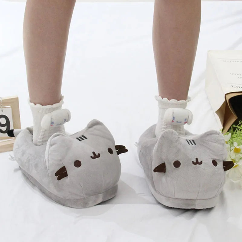 Pusheen Fat Cat Cartoon Plush Slippers All-Inclusive Cat Cotton Shoes Home Warm And Lovely Drag Meow To Touch Surroundings Gifts