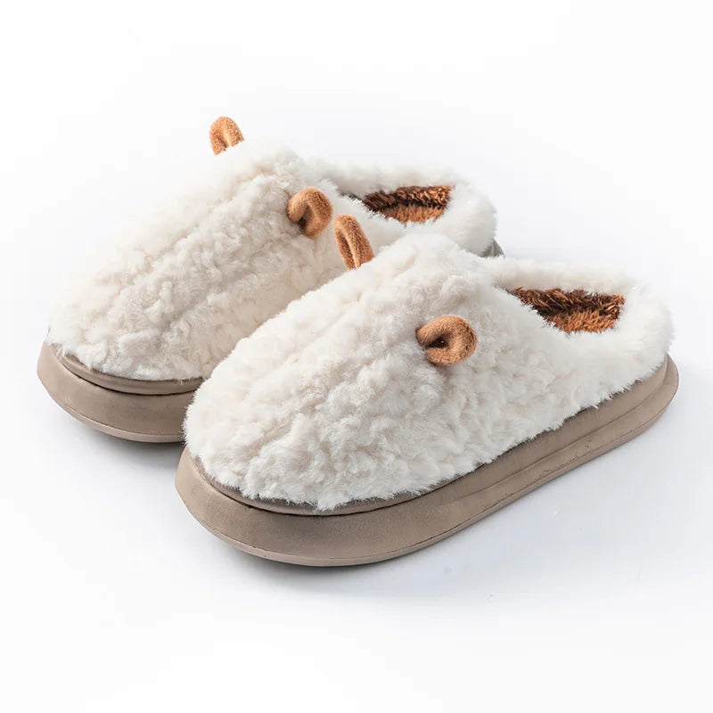 Women's Winter Slippers - Plush Fleece-Lined House Shoes, Warm Indoor/Outdoor Cotton Slippers with Non-Slip Sole