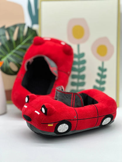 Red Car Plush Slippers Fun Vehicle Shape Stuffed Shoes Indoor Slippers Women Men warm House Slipper Christmas Gifts
