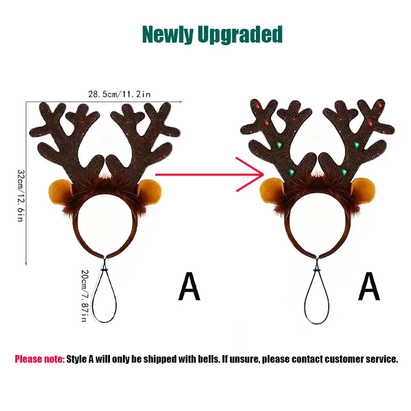Christmas Pet Headband Reindeer Antlers for Dogs Cats Adjustable Festival Party Headband Small Medium Large Pets Accessories