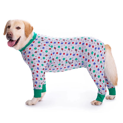 Dog Recovery Suit Christmas Dog Clothes Boy Girl Cartoon Print Fabric Dog Onesie Post Operative Dog Bodysuit Apparels For Dog