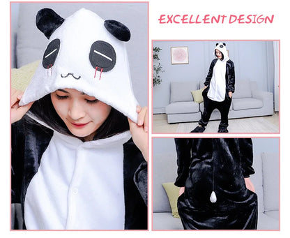Kigurumi Animal Pajamas Unisex Adults Panda Cartoon Onesies Pyjamas Halloween Christmas Family Party Homewear Costumes