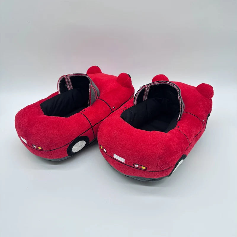 Red Car Plush Slippers Fun Vehicle Shape Stuffed Shoes Indoor Slippers Women Men warm House Slipper Christmas Gifts