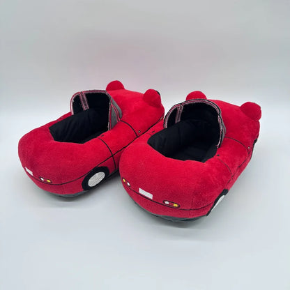 Red Car Plush Slippers Fun Vehicle Shape Stuffed Shoes Indoor Slippers Women Men warm House Slipper Christmas Gifts