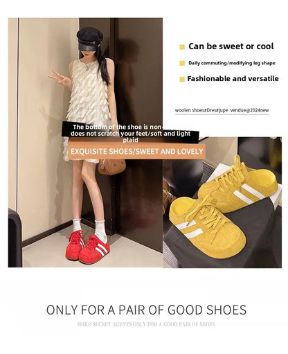 Birkent Women's Summer Outdoor Casual Slip-On Half Slippers Retro Heightening Knot Lazy Trainer Rubber Bottom Shoes