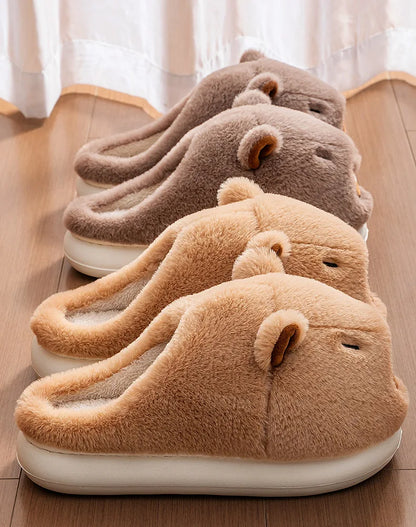Capybara Cotton Slippers for Women Winter Fashion Platform Indoor Home Shoes Man Warm Plush Non Slip Cotton Floor Shoes Couples