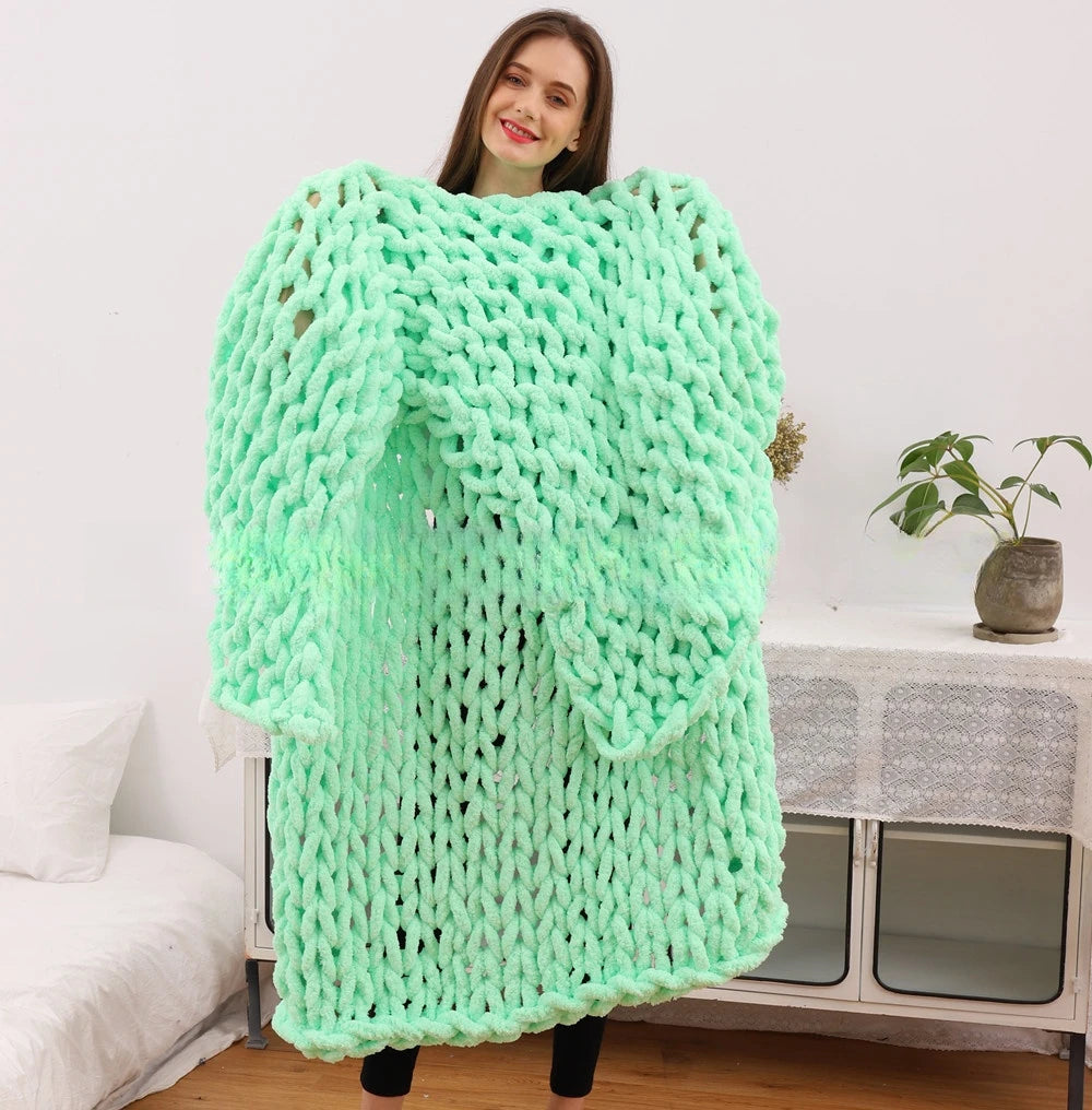 Plaid chenille chunky knit — Chaleur profonde & sensation de cocooning absolu