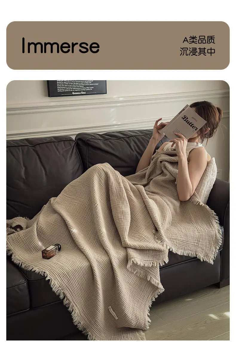 Plaid gaze coton 6 couches — Légèreté naturelle & cocooning toutes saisons