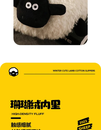 Ladies Fall Fluffy Slipper Women White Sheep Animal flip flops Winter Warm Cartoon Kawaii Soft Plush Indoor Home Shoes Gift