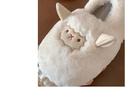 Gacimy Winter Plush Slippers For Women Cute Milk Cow Fluffy Cotton Shoes Girls Fashion Cartoon Indoor Warm Comfortable Slippers