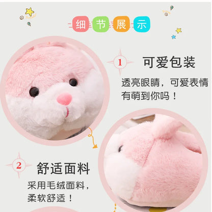 Cute Rabbit Shoes Women Winter Slippers Warm Plush Soft Sole Girls Indoor Home Floor Slipper Pink Color Ladies Cartoon Footwear