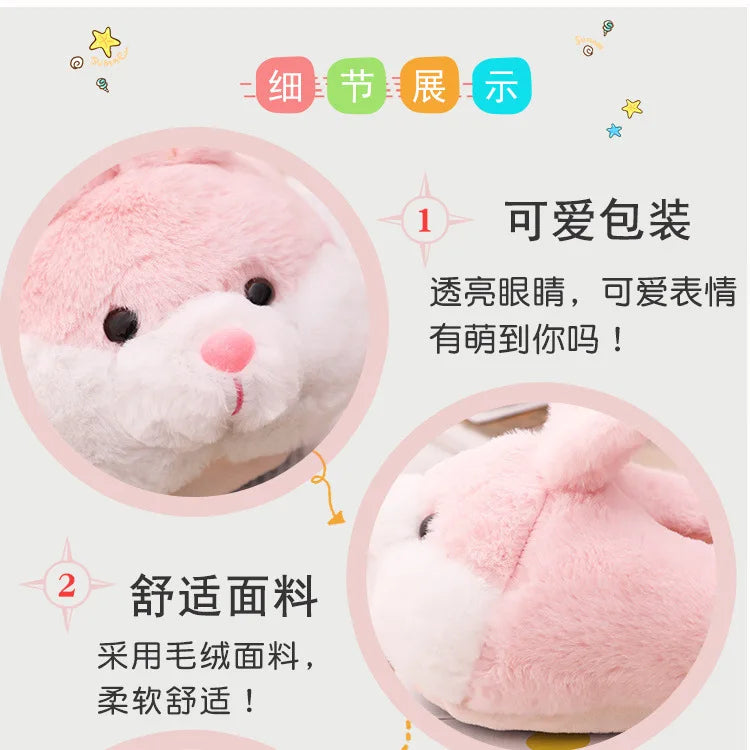Cute Rabbit Shoes Women Winter Slippers Warm Plush Soft Sole Girls Indoor Home Floor Slipper Pink Color Ladies Cartoon Footwear